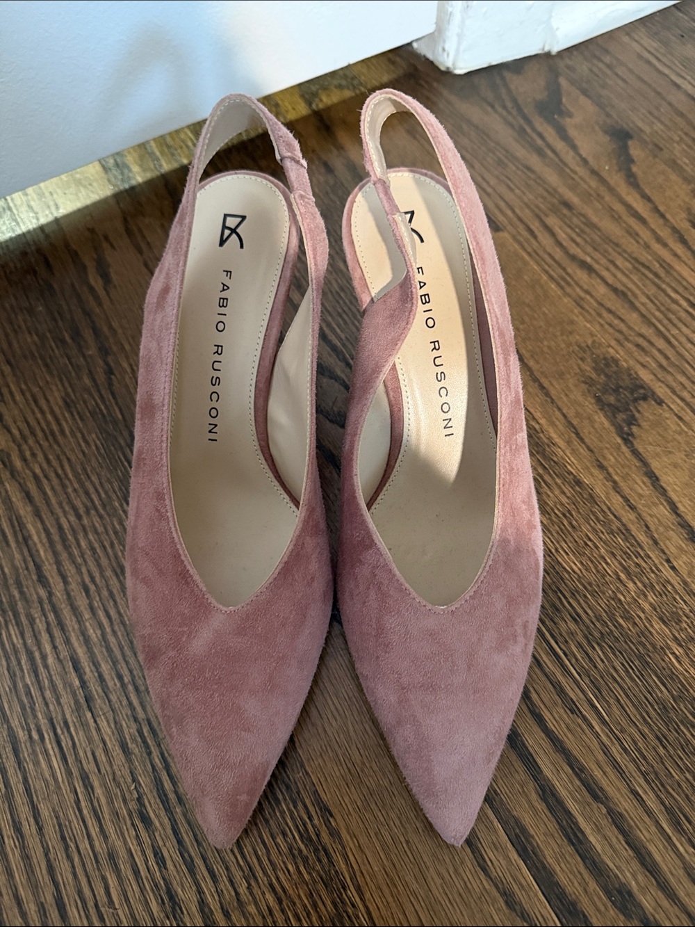 Fabio Rusconi Pink Seude Pointed Slingback Heels. Size 38.5
